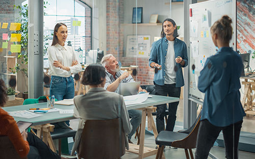 A small team in a meeting room