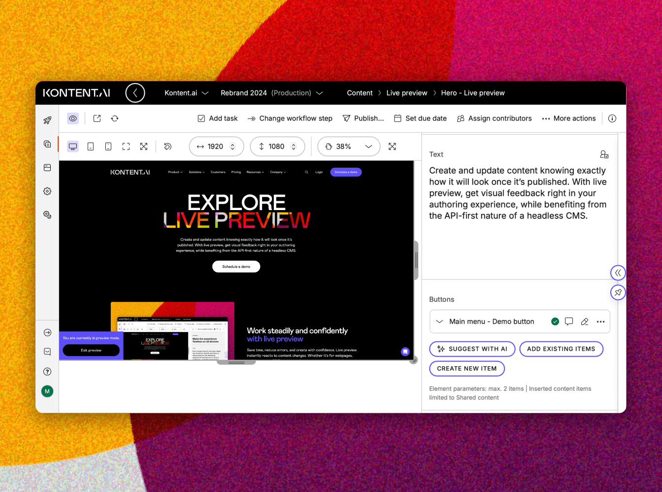 Live preview | Kontent.ai