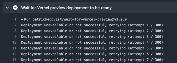 Wait for Vercel GitHub Action