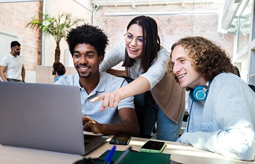 Creative team discussing evergreen content