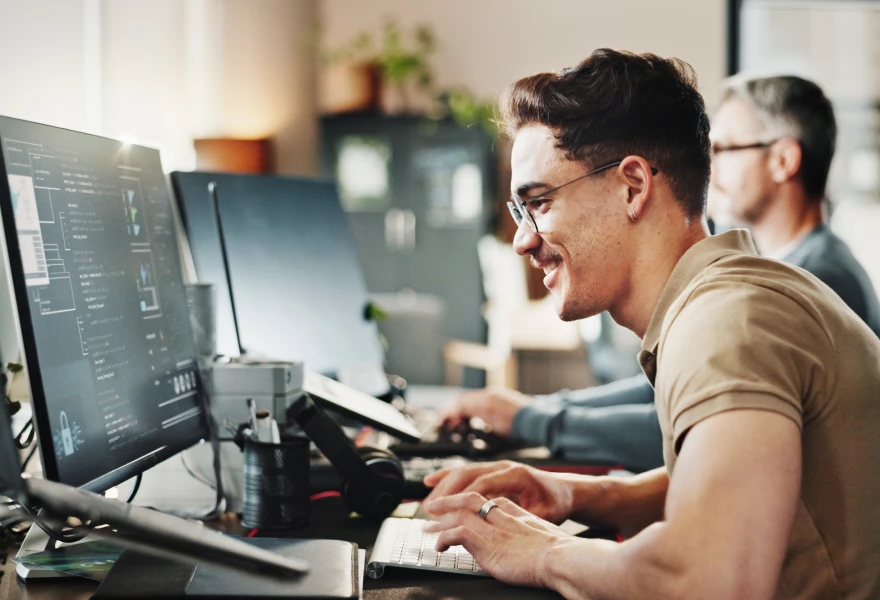 Developer working at his computer.
