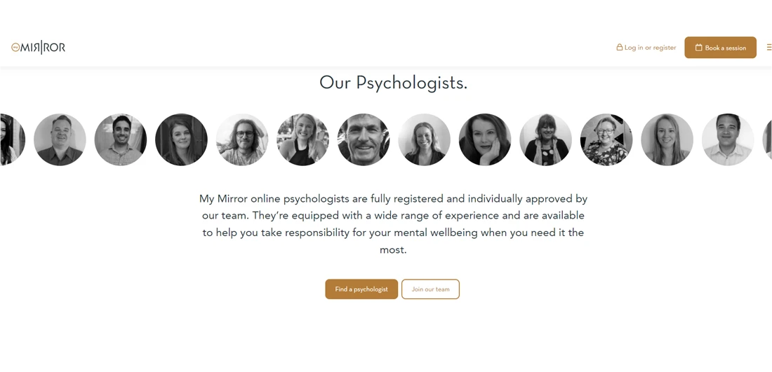 My Mirror Psychologists section