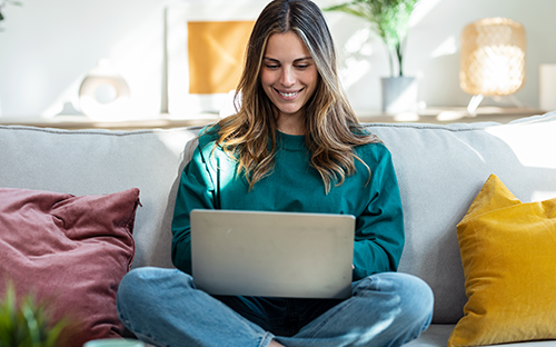 Happy employee working remotely