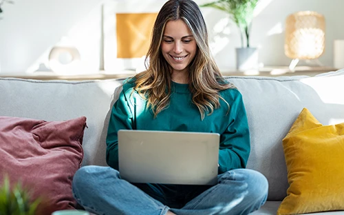 Happy employee working remotely