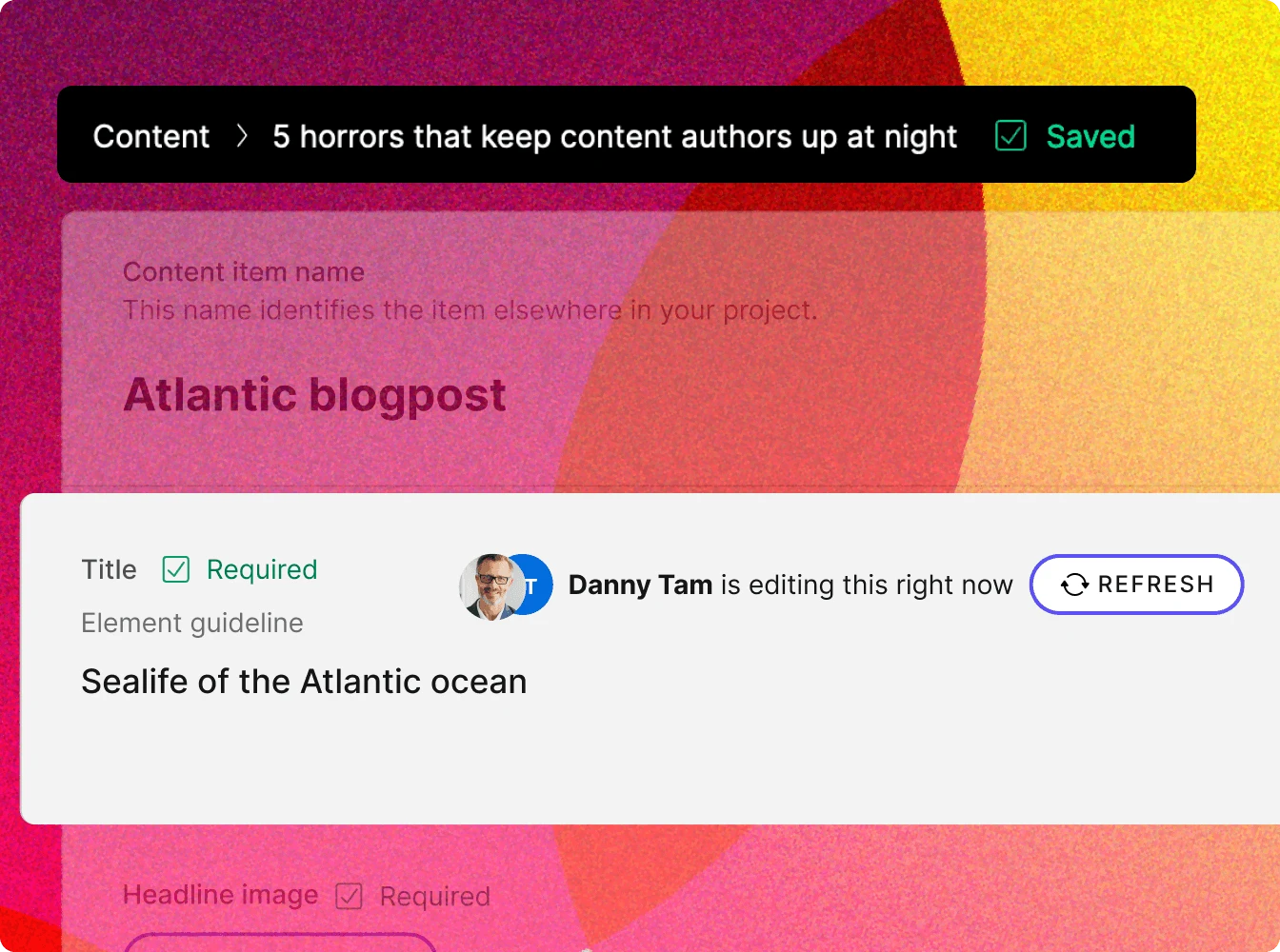 Kontent.ai simultaneous editing UI
