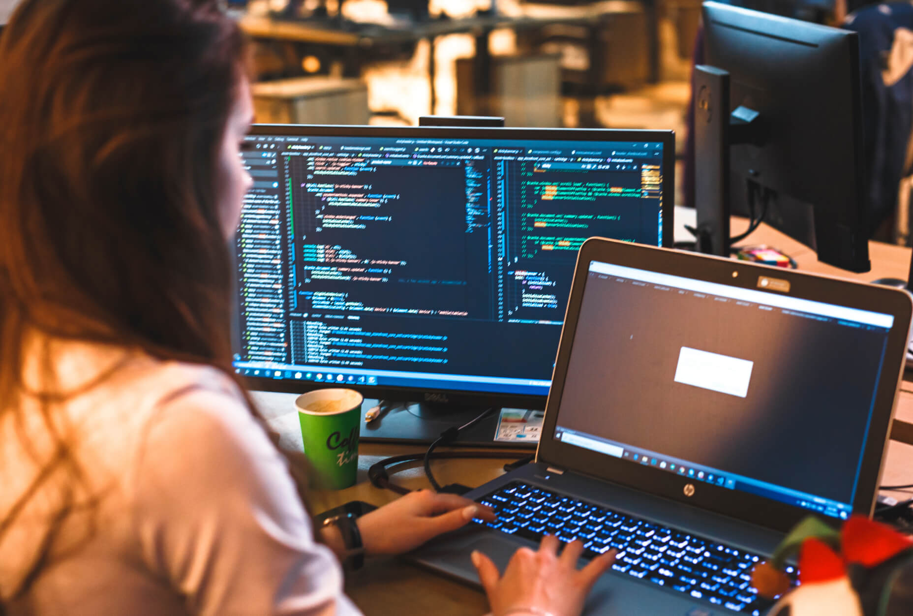 Woman working with an API