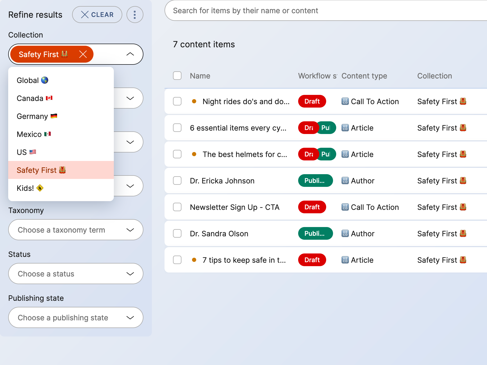Modular content reuse with Collections
