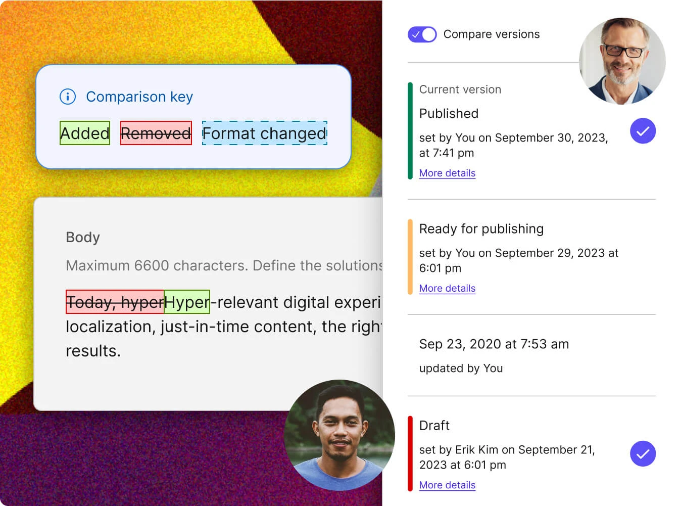Track content changes with version history - content audit