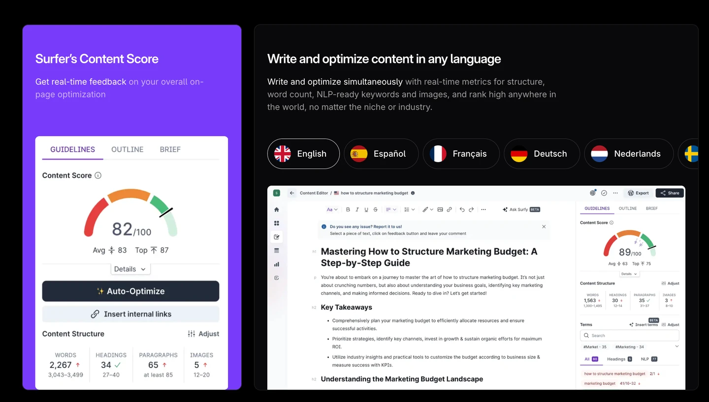 screenshot of SurferSEO AI tool