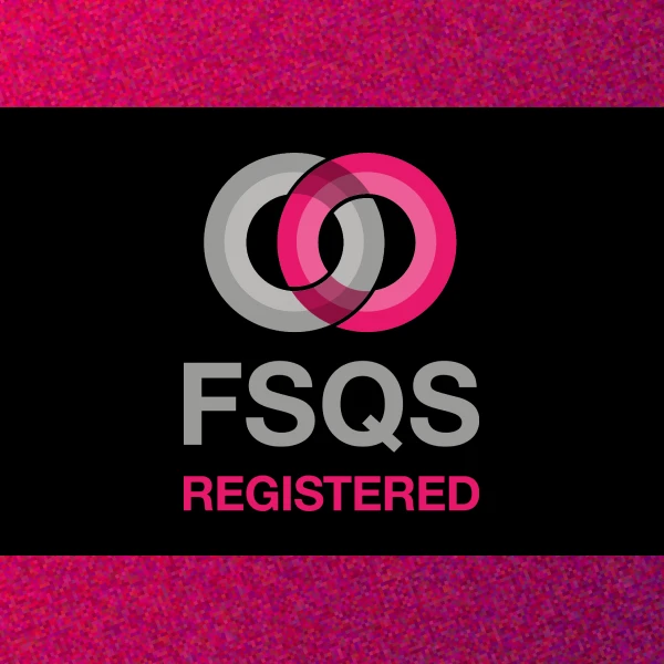 The FSQS-NL logo on a gradient background