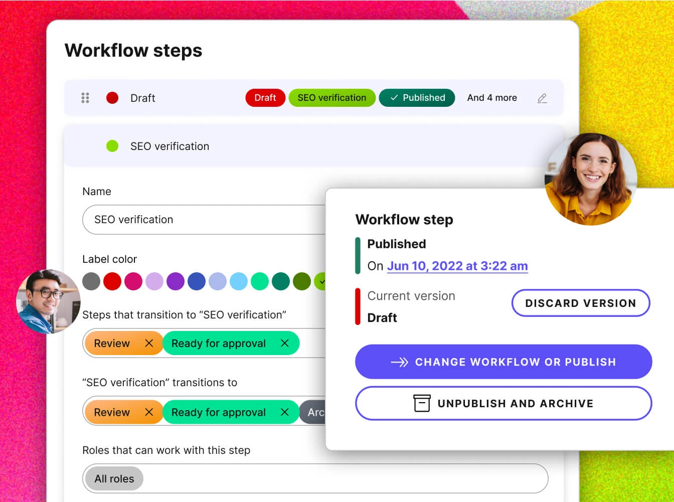 workflow steps in a CMS