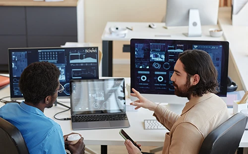 Security team discussing product security assurance