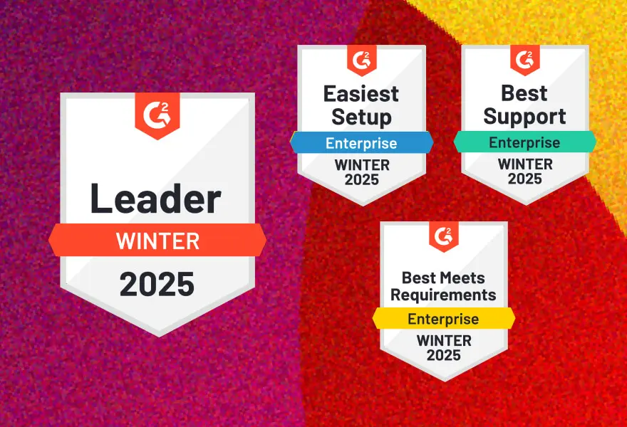 Winter and Enterprise CMS badges from G2, Winter 2025