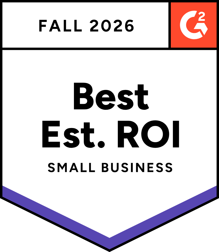 G2 Badge- Best estimated ROI for Small business