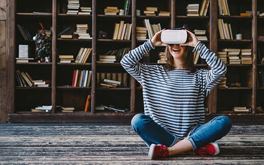 Young woman exploring the world of omnichannel with VR