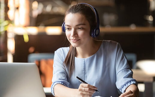 A young female copywriter producing content