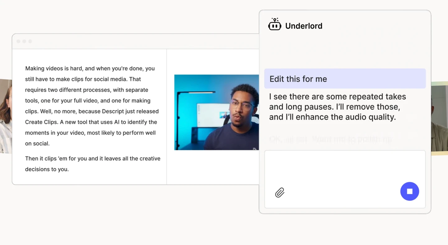 screenshot of Descript AI tool