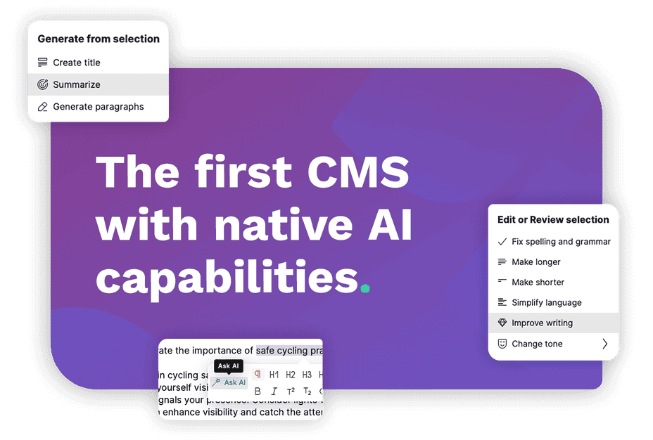 Kontent.ai is the first CMS with native AI capabilities.